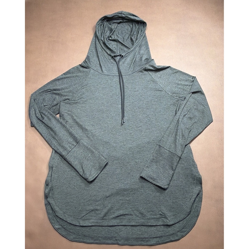 Athleta Light Hoodie Sweatshirt Womens L Gray Long Pullover Thumbholes Casual
